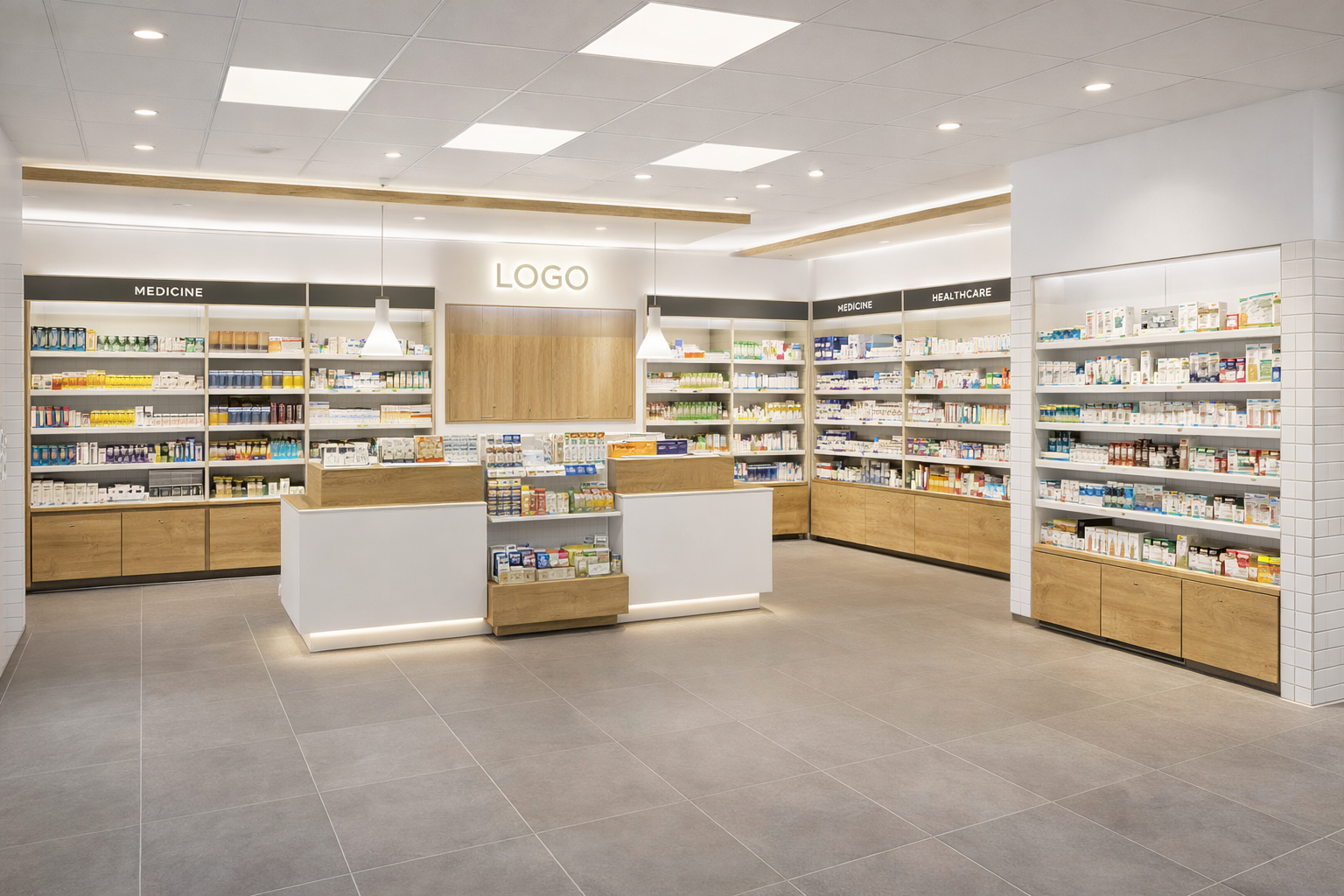 62d37e5e-9635-41da-8585-51c8737bd46f Apotheken Ladenbau nach Maß – Modernes Design in Weiß & Holz – Bild 1