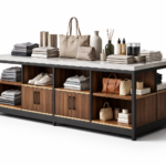 Exklusiver Mittelstand für Ladeneinrichtung – Freistehender Präsentationstisch aus Holz & Metall (Maßanfertigung)