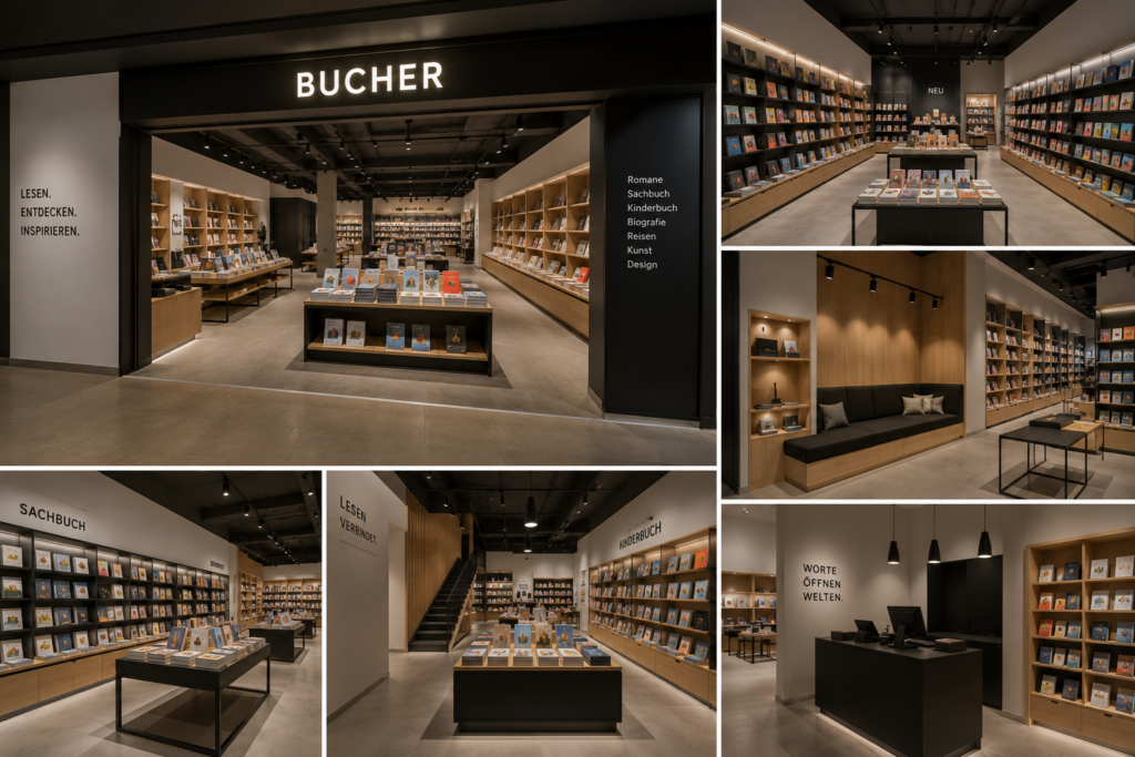 Buchshop Einrichtung nach Maß für moderne Buchhandlungen Buchladen Einrichtung