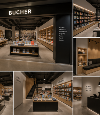 Buchshop Einrichtung nach Maß für moderne Buchhandlungen Buchladen Einrichtung