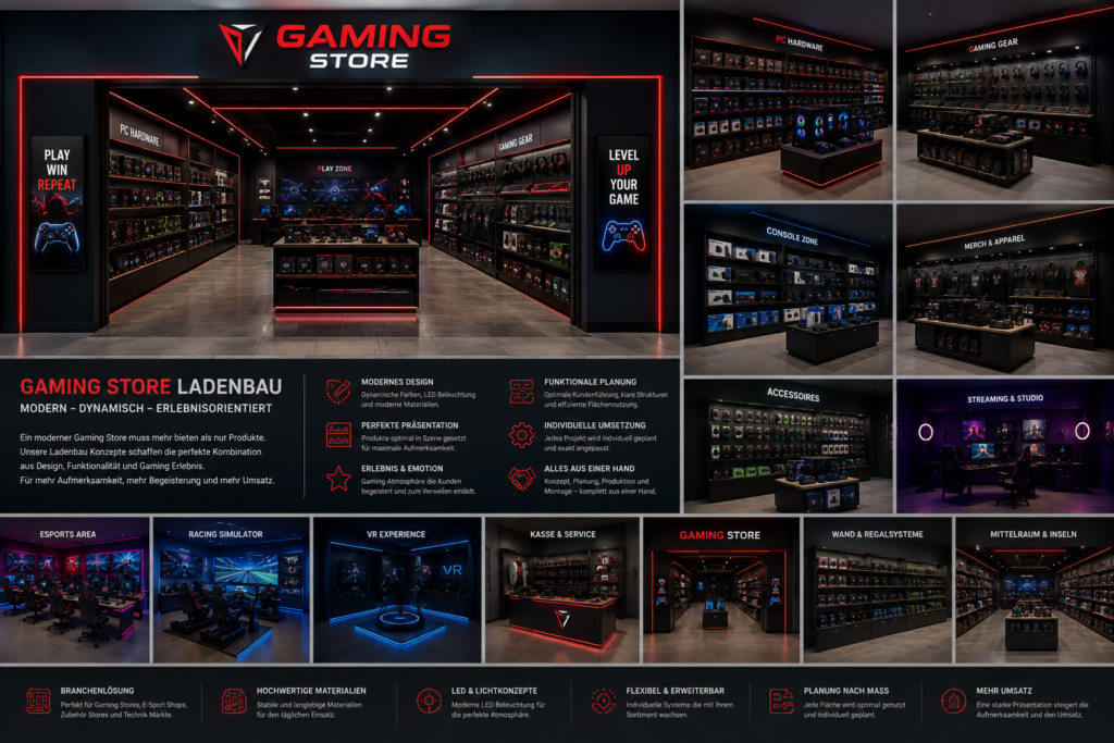 Gaming Store Ladenbau – Moderne E-Sport Shop Einrichtung